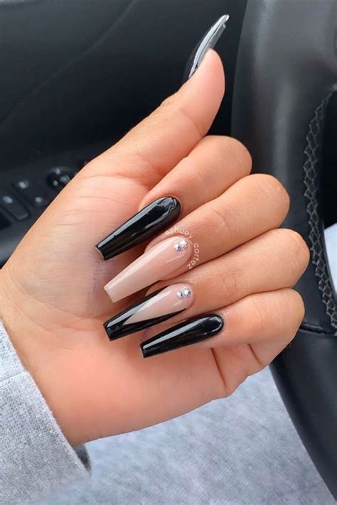 black coffin nails|black coffin acrylic nails.